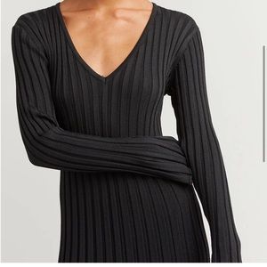 DISSH Black Ribbed V-Neck Mini Dress
